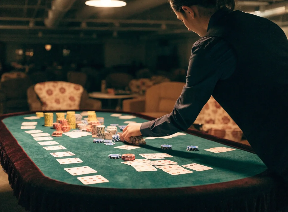 Żetony pokerowe i karty na aksamicie