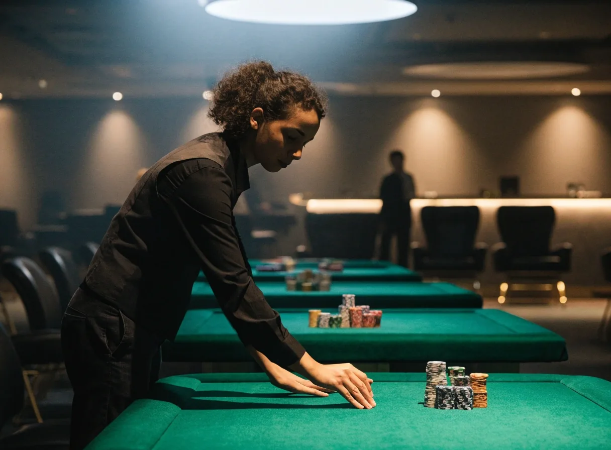 Pusta sala pokerowa przed otwarciem wieczoru