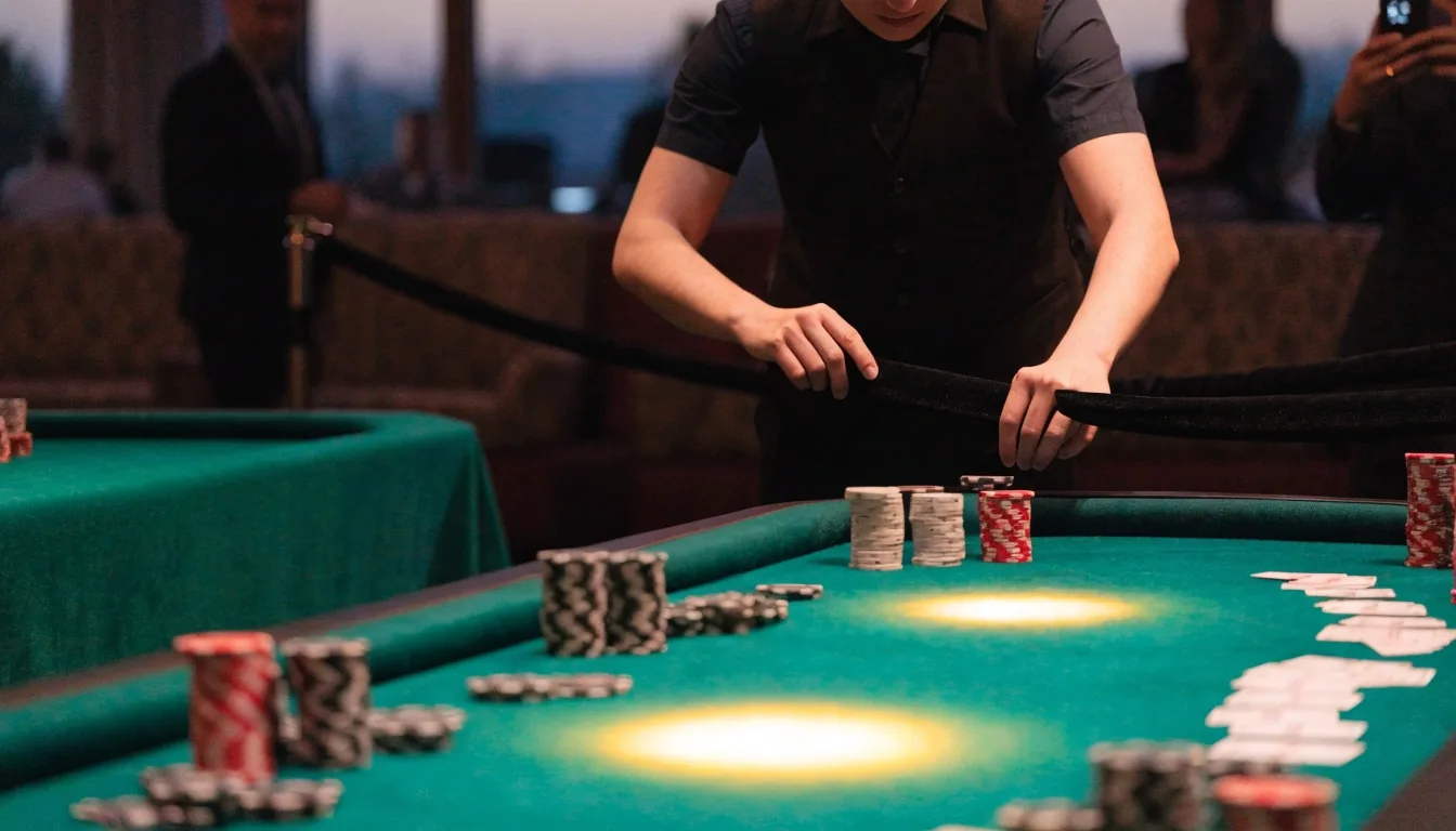 Sala pokerowa wieczorem przed przyjściem gości